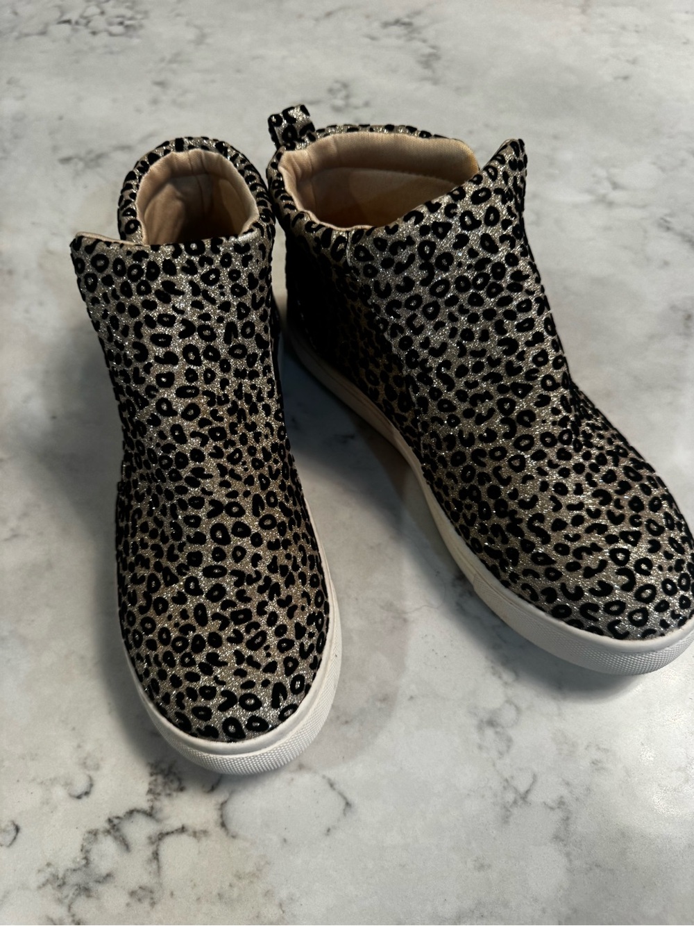 Harper Canyon Glitter Leopard High-Top Sneakers - Gold/Black